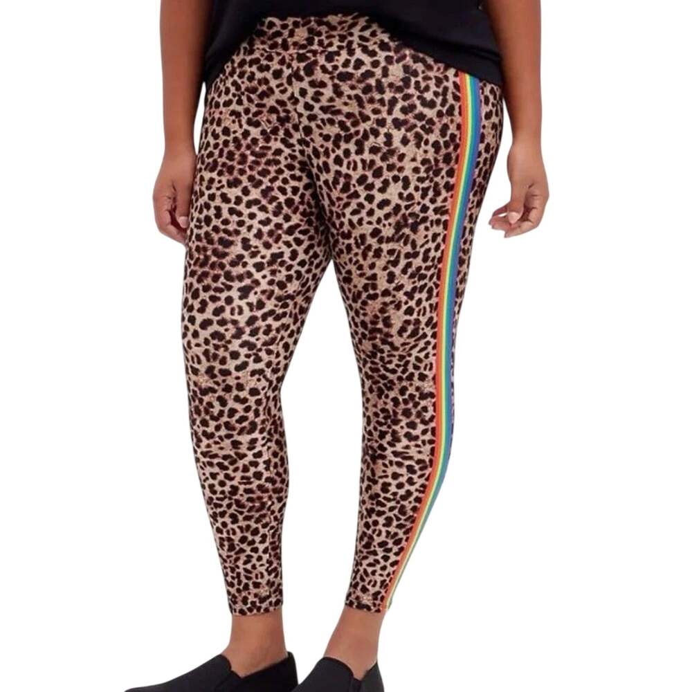 NWT Torrid Leopard Print Rainbow Striped Leggings 4X Pride Maximalist Dopamine